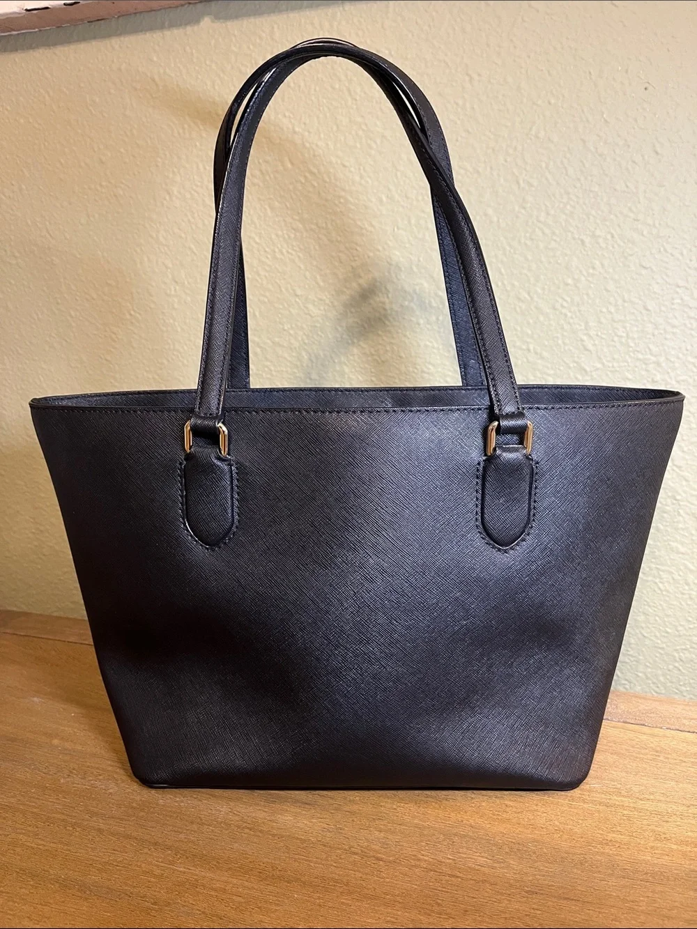 Kate Spade Black Leather Tote with Gold Hardware